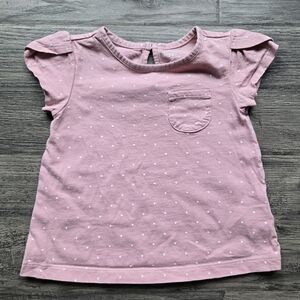 Simple Joys Pink Kids Shirt with White Dots & Flutter Sleeves